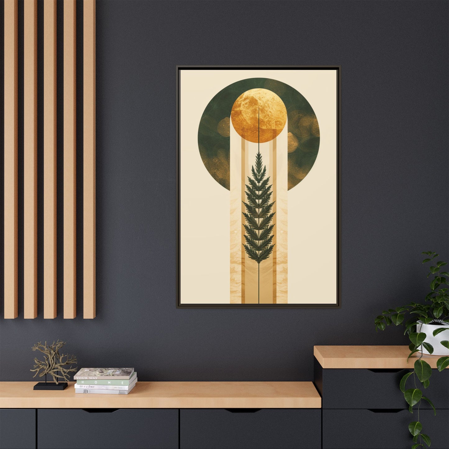 Framed Matte Canvas Art Print, Bohemian Wall Decor, Nature-Inspired Home Art, Botanical Print for Living Room, Gift for Art Lovers