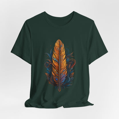 Artistic Feather T-Shirt | Unisex Short Sleeve Tee for Nature Lovers | Casual Wear, Gift for Men/Women, Boho Style, Outdoor Activities