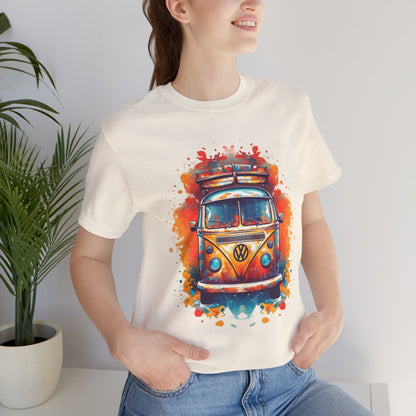 Vintage VW Bus Art Tee - Retro Van Shirt, Gift for Road Trip Lovers, Adventure Wear, Casual Summer Outing, Festival Outfit