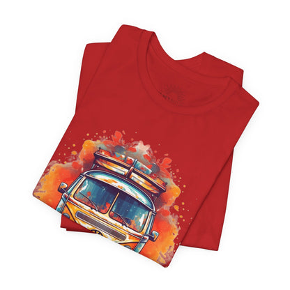 Vintage VW Bus Art Tee - Retro Van Shirt, Gift for Road Trip Lovers, Adventure Wear, Casual Summer Outing, Festival Outfit