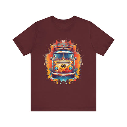 Vintage VW Bus Art Tee - Retro Van Shirt, Gift for Road Trip Lovers, Adventure Wear, Casual Summer Outing, Festival Outfit