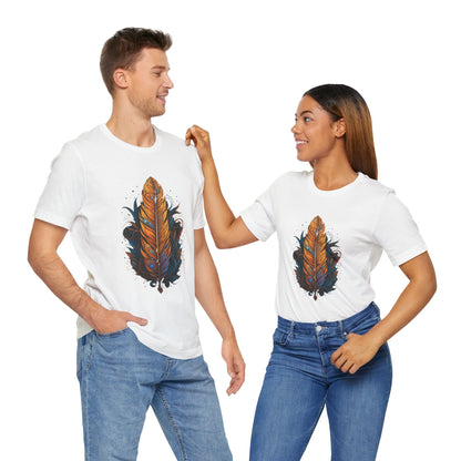 Artistic Feather T-Shirt | Unisex Short Sleeve Tee for Nature Lovers | Casual Wear, Gift for Men/Women, Boho Style, Outdoor Activities