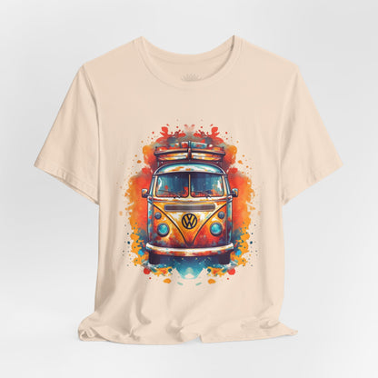 Vintage VW Bus Art Tee - Retro Van Shirt, Gift for Road Trip Lovers, Adventure Wear, Casual Summer Outing, Festival Outfit