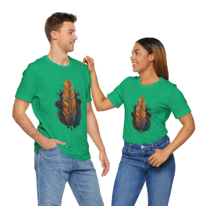 Artistic Feather T-Shirt | Unisex Short Sleeve Tee for Nature Lovers | Casual Wear, Gift for Men/Women, Boho Style, Outdoor Activities