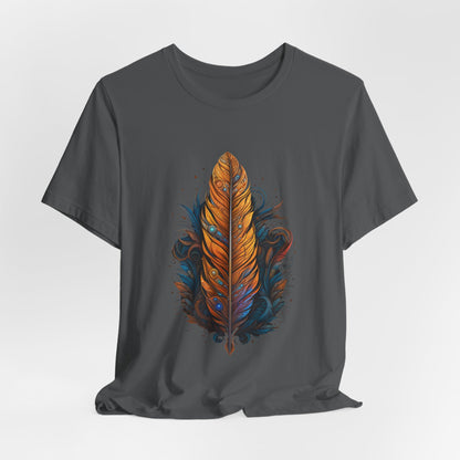 Artistic Feather T-Shirt | Unisex Short Sleeve Tee for Nature Lovers | Casual Wear, Gift for Men/Women, Boho Style, Outdoor Activities