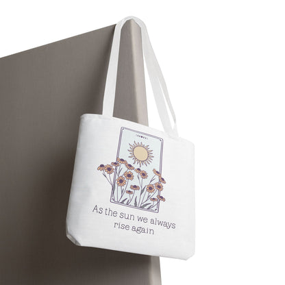 Sunrise Floral Tote Bag, Inspirational Tote, Eco-Friendly Bag, Gift for Her, Boho Style Bag, Everyday Use, Canvas Tote