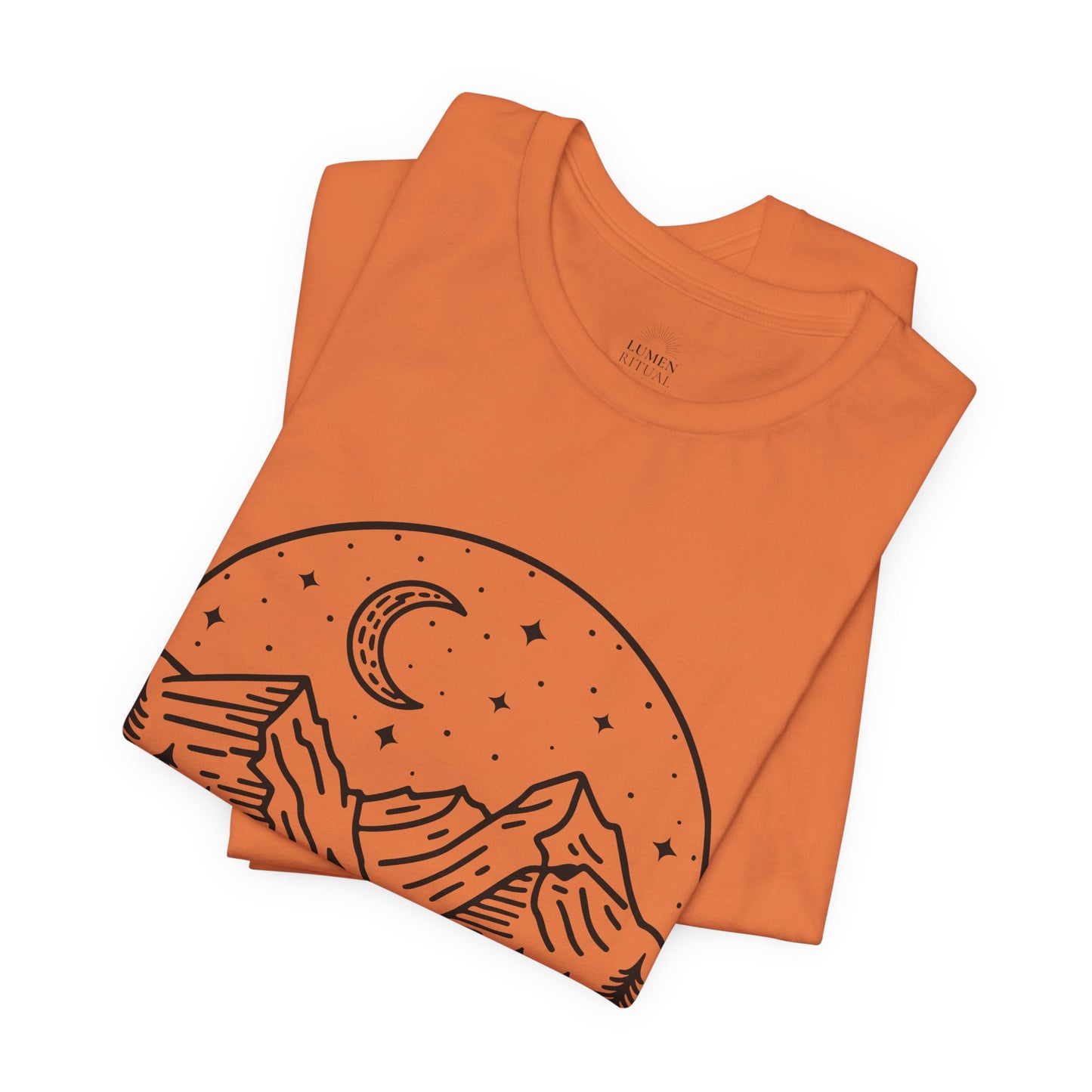 Mountain Nightscape Tee, Nature Lover Shirt, Camping Apparel, Adventure Outfit, Unisex Graphic Tee