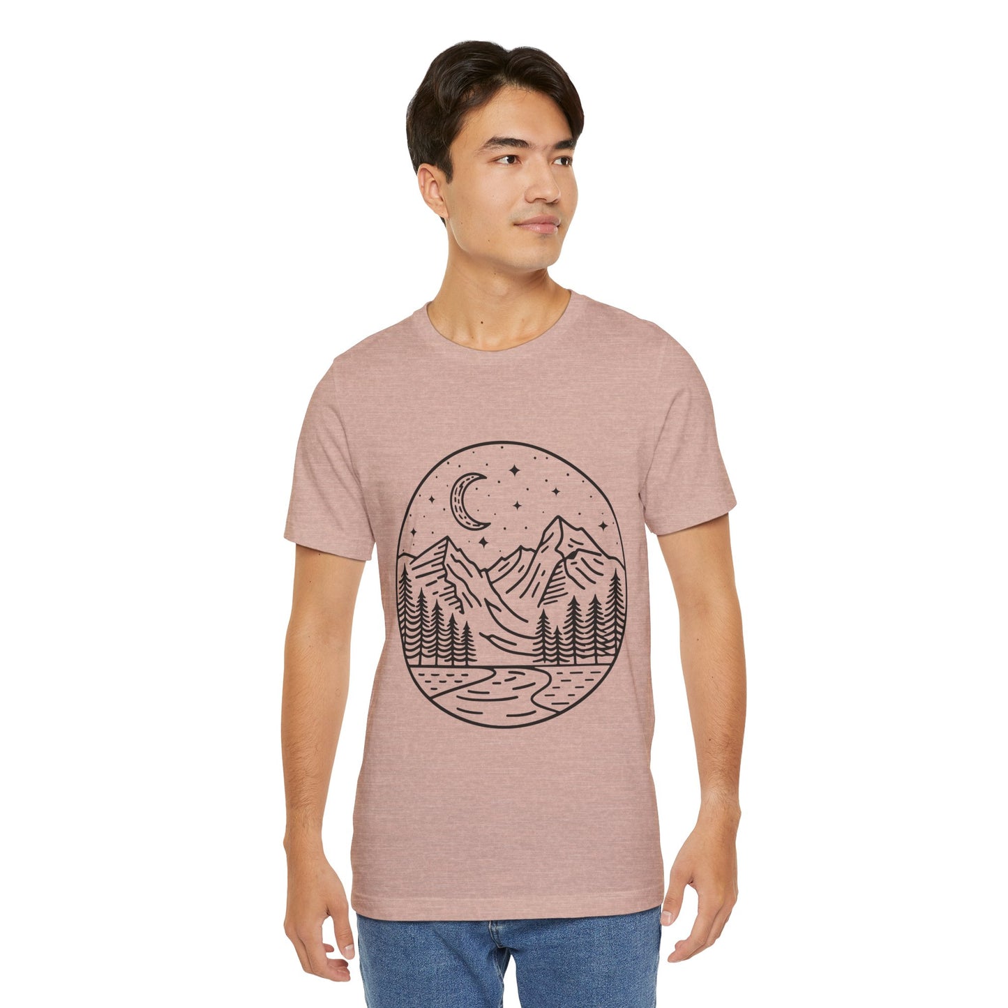 Mountain Nightscape Tee, Nature Lover Shirt, Camping Apparel, Adventure Outfit, Unisex Graphic Tee