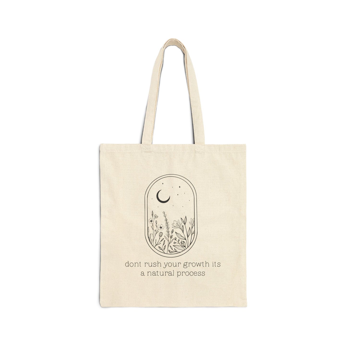 Inspirational Cotton Canvas Tote Bag - Growth Mindset, Eco-Friendly Shopping Bag, Flower Design, Gift for Friends, Nature Lover