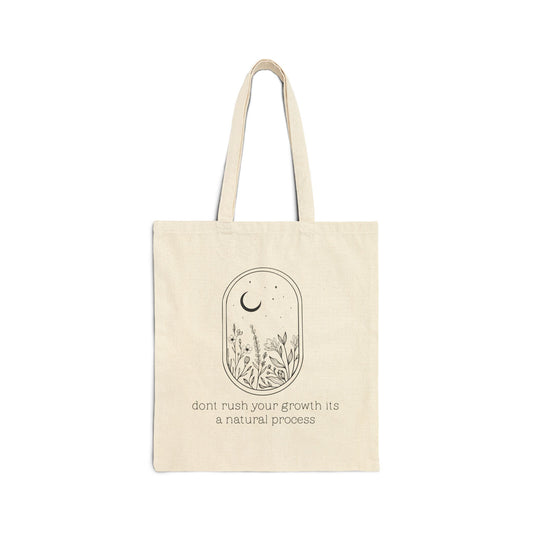 Inspirational Cotton Canvas Tote Bag - Growth Mindset, Eco-Friendly Shopping Bag, Flower Design, Gift for Friends, Nature Lover