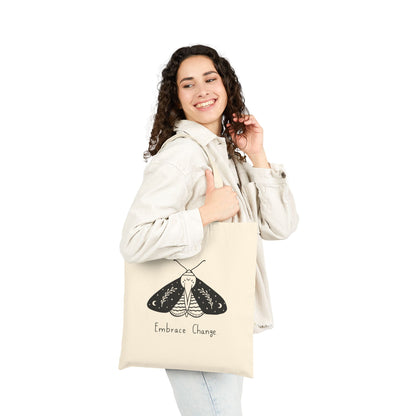 Embrace Change Cotton Canvas Tote Bag, Eco-Friendly Shopping Bag, Gift for Nature Lovers, Motivational Tote, Reusable Carryall