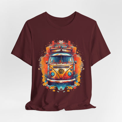 Vintage VW Bus Art Tee - Retro Van Shirt, Gift for Road Trip Lovers, Adventure Wear, Casual Summer Outing, Festival Outfit