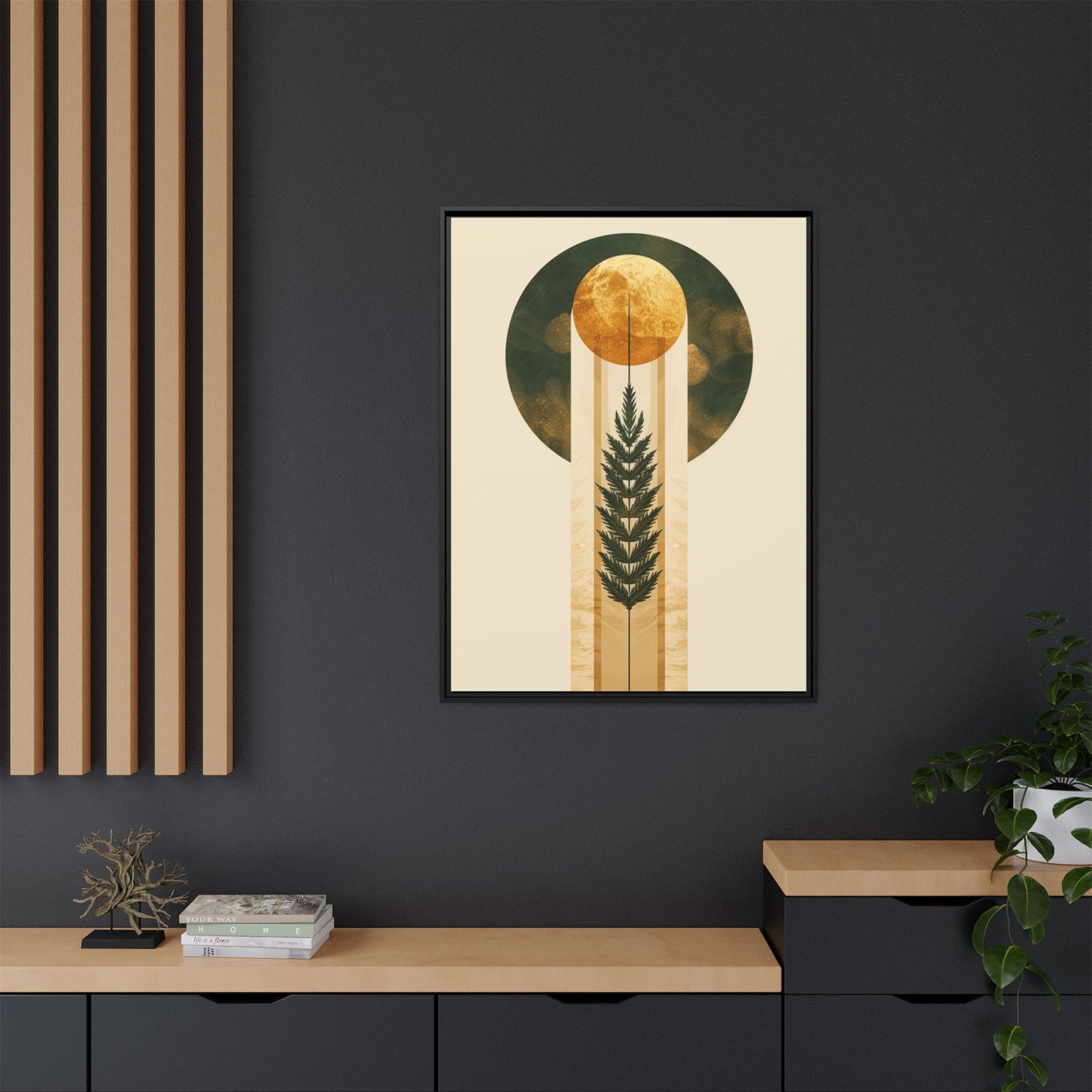 Framed Matte Canvas Art Print, Bohemian Wall Decor, Nature-Inspired Home Art, Botanical Print for Living Room, Gift for Art Lovers