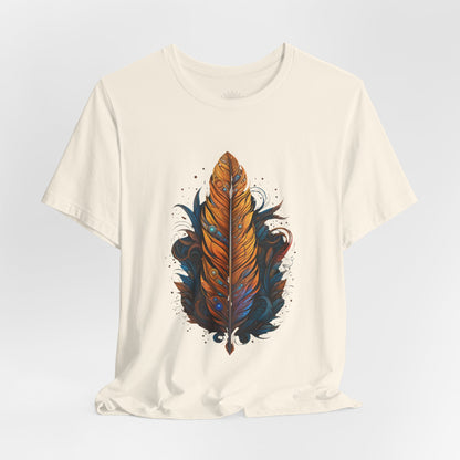 Artistic Feather T-Shirt | Unisex Short Sleeve Tee for Nature Lovers | Casual Wear, Gift for Men/Women, Boho Style, Outdoor Activities