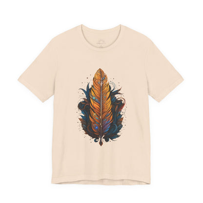 Artistic Feather T-Shirt | Unisex Short Sleeve Tee for Nature Lovers | Casual Wear, Gift for Men/Women, Boho Style, Outdoor Activities