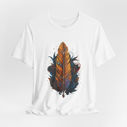 Artistic Feather T-Shirt | Unisex Short Sleeve Tee for Nature Lovers | Casual Wear, Gift for Men/Women, Boho Style, Outdoor Activities