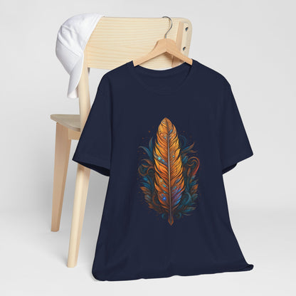 Artistic Feather T-Shirt | Unisex Short Sleeve Tee for Nature Lovers | Casual Wear, Gift for Men/Women, Boho Style, Outdoor Activities