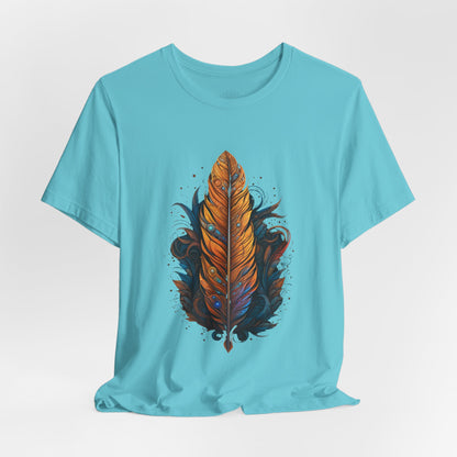 Artistic Feather T-Shirt | Unisex Short Sleeve Tee for Nature Lovers | Casual Wear, Gift for Men/Women, Boho Style, Outdoor Activities
