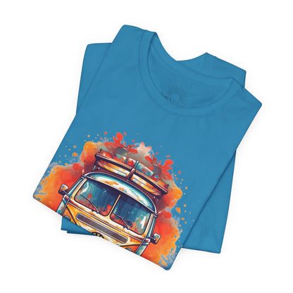 Vintage VW Bus Art Tee - Retro Van Shirt, Gift for Road Trip Lovers, Adventure Wear, Casual Summer Outing, Festival Outfit