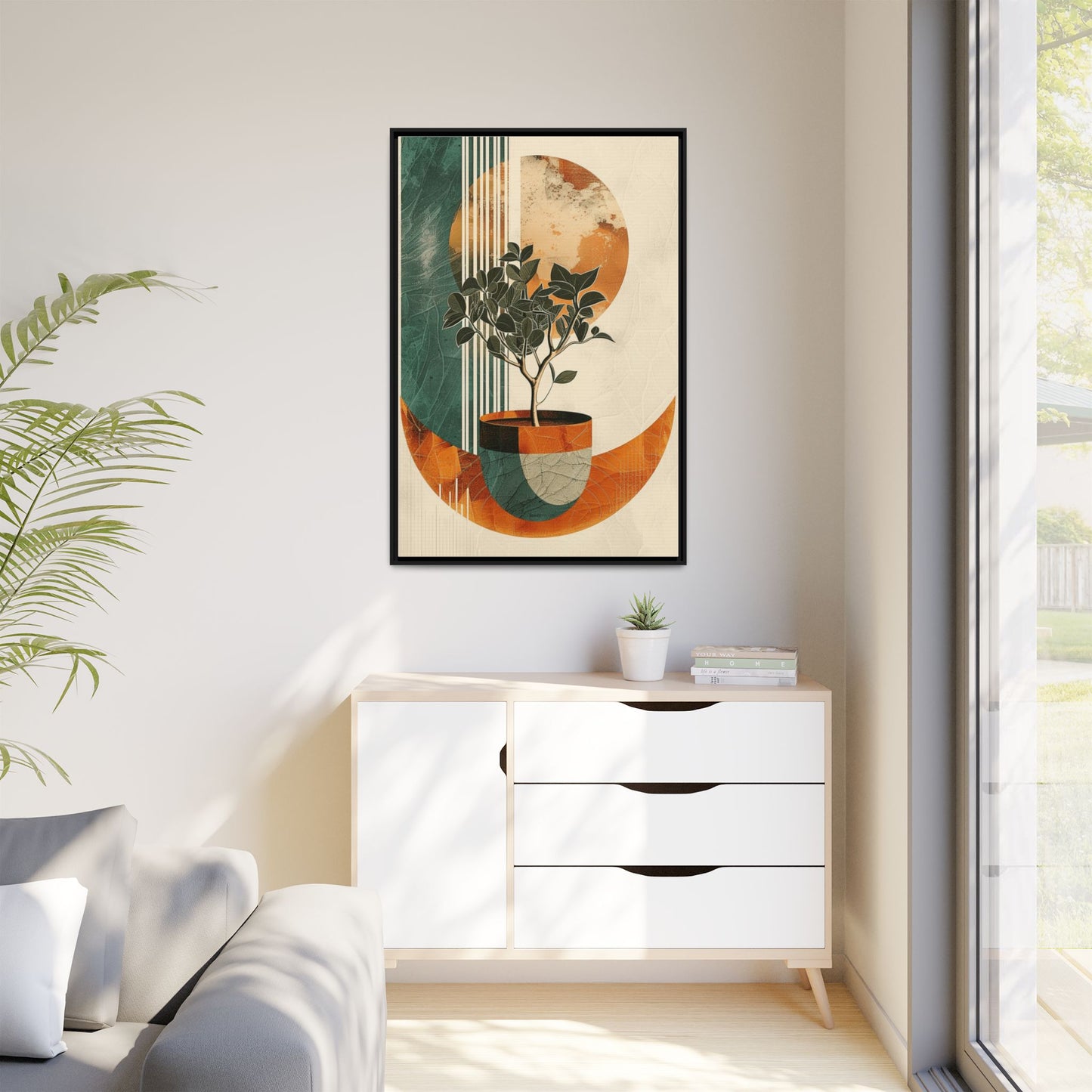 Abstract Botanical Framed Canvas Art Print, Nature Wall Decor, Home Office Wall Art, Gift for Plant Lovers, Modern Art