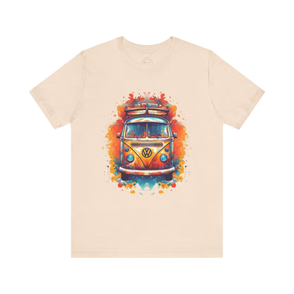 Vintage VW Bus Art Tee - Retro Van Shirt, Gift for Road Trip Lovers, Adventure Wear, Casual Summer Outing, Festival Outfit