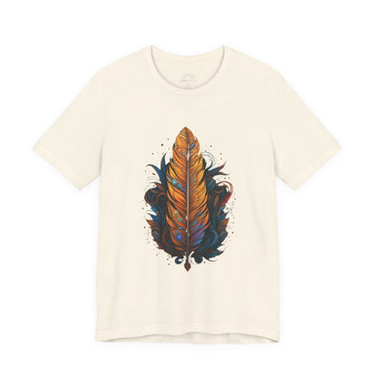 Artistic Feather T-Shirt | Unisex Short Sleeve Tee for Nature Lovers | Casual Wear, Gift for Men/Women, Boho Style, Outdoor Activities