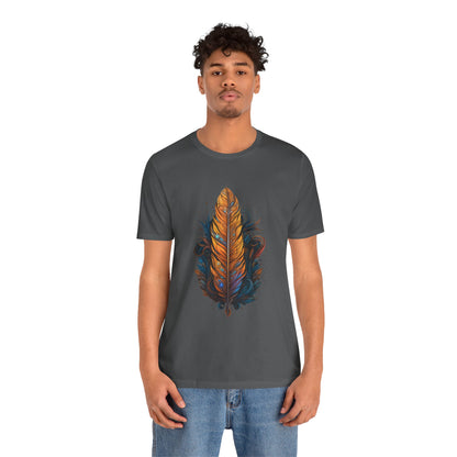 Artistic Feather T-Shirt | Unisex Short Sleeve Tee for Nature Lovers | Casual Wear, Gift for Men/Women, Boho Style, Outdoor Activities