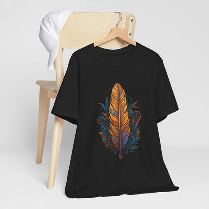 Artistic Feather T-Shirt | Unisex Short Sleeve Tee for Nature Lovers | Casual Wear, Gift for Men/Women, Boho Style, Outdoor Activities