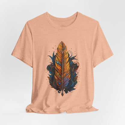 Artistic Feather T-Shirt | Unisex Short Sleeve Tee for Nature Lovers | Casual Wear, Gift for Men/Women, Boho Style, Outdoor Activities