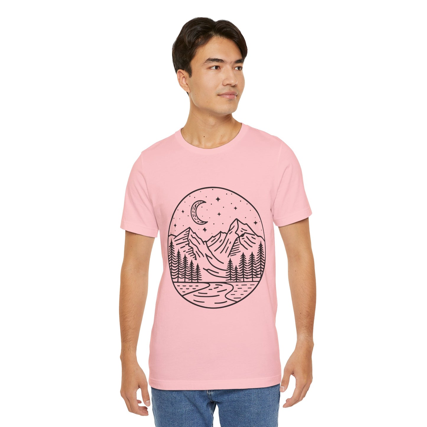 Mountain Nightscape Tee, Nature Lover Shirt, Camping Apparel, Adventure Outfit, Unisex Graphic Tee