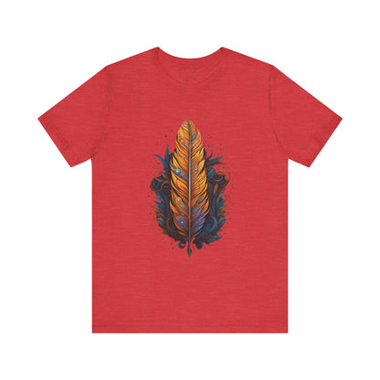 Artistic Feather T-Shirt | Unisex Short Sleeve Tee for Nature Lovers | Casual Wear, Gift for Men/Women, Boho Style, Outdoor Activities