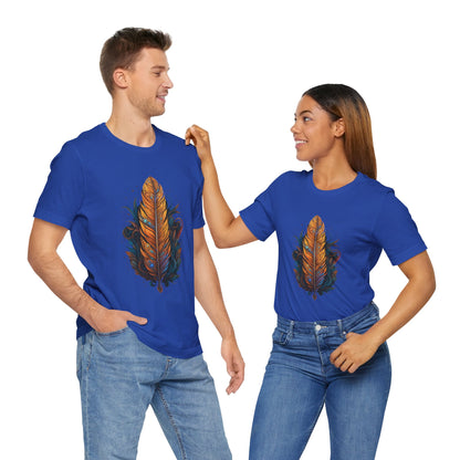 Artistic Feather T-Shirt | Unisex Short Sleeve Tee for Nature Lovers | Casual Wear, Gift for Men/Women, Boho Style, Outdoor Activities