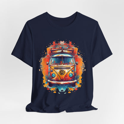 Vintage VW Bus Art Tee - Retro Van Shirt, Gift for Road Trip Lovers, Adventure Wear, Casual Summer Outing, Festival Outfit