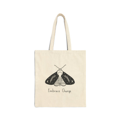Embrace Change Cotton Canvas Tote Bag, Eco-Friendly Shopping Bag, Gift for Nature Lovers, Motivational Tote, Reusable Carryall