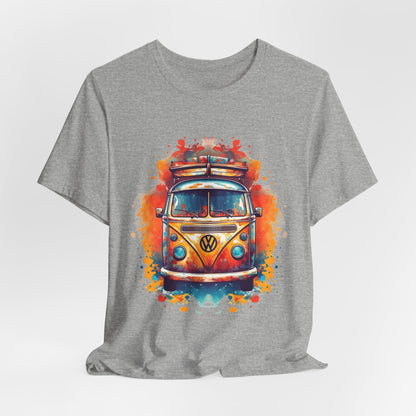 Vintage VW Bus Art Tee - Retro Van Shirt, Gift for Road Trip Lovers, Adventure Wear, Casual Summer Outing, Festival Outfit
