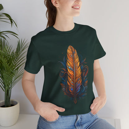 Artistic Feather T-Shirt | Unisex Short Sleeve Tee for Nature Lovers | Casual Wear, Gift for Men/Women, Boho Style, Outdoor Activities
