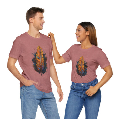 Artistic Feather T-Shirt | Unisex Short Sleeve Tee for Nature Lovers | Casual Wear, Gift for Men/Women, Boho Style, Outdoor Activities