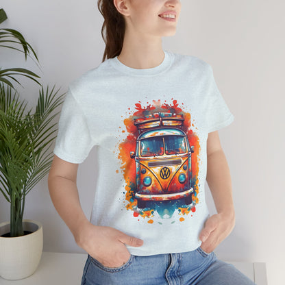 Vintage VW Bus Art Tee - Retro Van Shirt, Gift for Road Trip Lovers, Adventure Wear, Casual Summer Outing, Festival Outfit