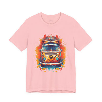 Vintage VW Bus Art Tee - Retro Van Shirt, Gift for Road Trip Lovers, Adventure Wear, Casual Summer Outing, Festival Outfit