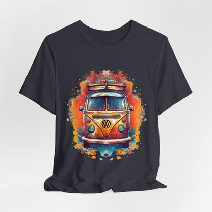 Vintage VW Bus Art Tee - Retro Van Shirt, Gift for Road Trip Lovers, Adventure Wear, Casual Summer Outing, Festival Outfit