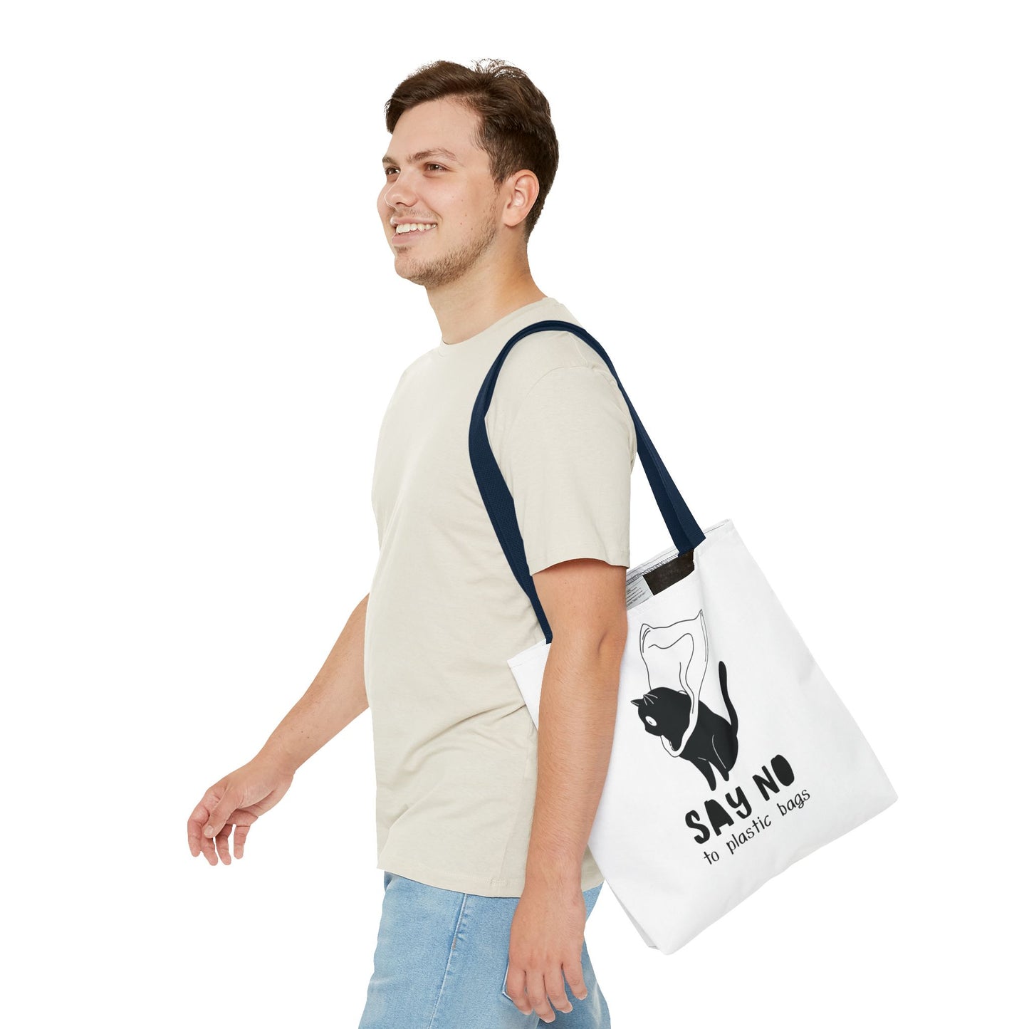 Eco-Friendly Cat Lover Tote Bag | Say No to Plastic Bags, Reusable Shopping Bag, Gift for Cat Lovers, Sustainable Fashion, Cute Cat Design