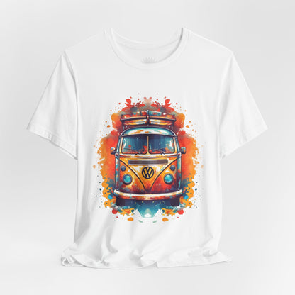 Vintage VW Bus Art Tee - Retro Van Shirt, Gift for Road Trip Lovers, Adventure Wear, Casual Summer Outing, Festival Outfit
