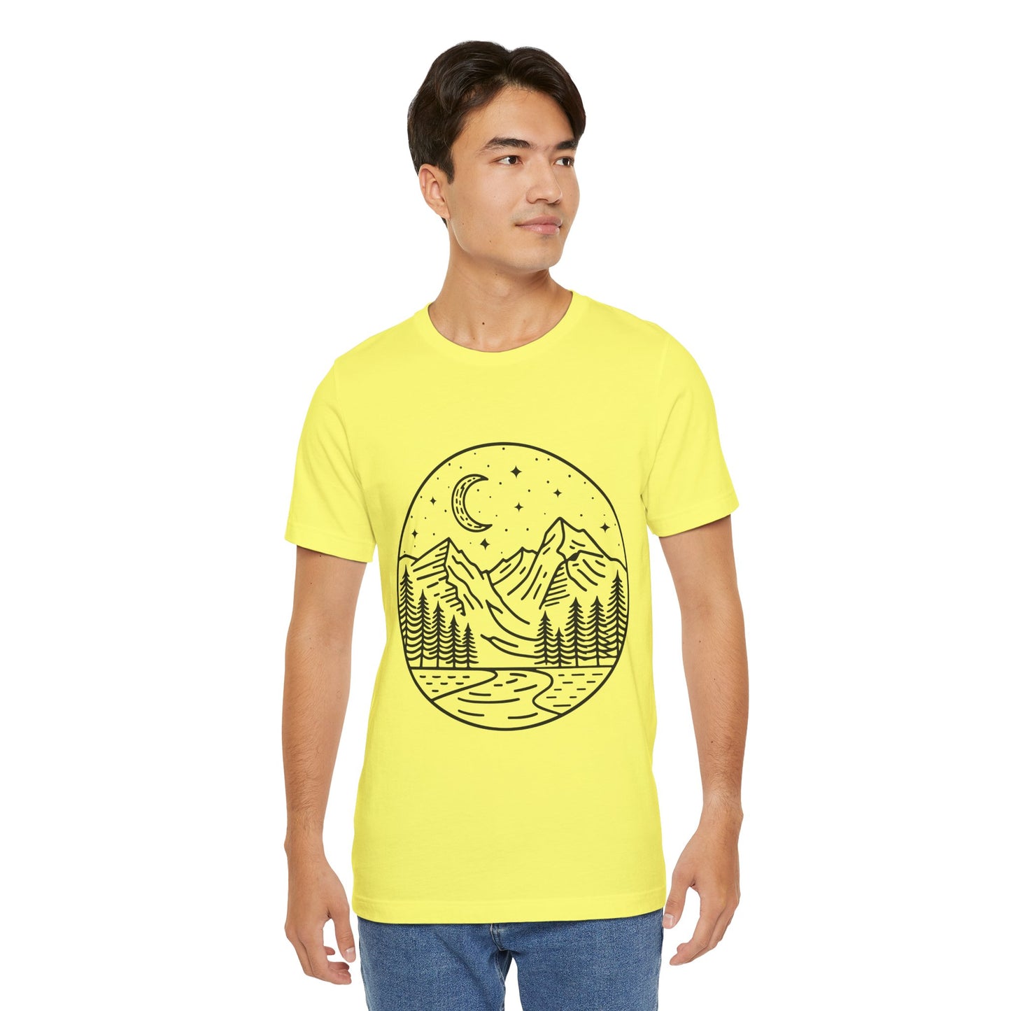 Mountain Nightscape Tee, Nature Lover Shirt, Camping Apparel, Adventure Outfit, Unisex Graphic Tee