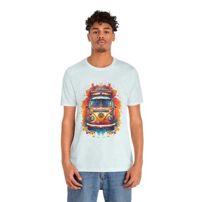 Vintage VW Bus Art Tee - Retro Van Shirt, Gift for Road Trip Lovers, Adventure Wear, Casual Summer Outing, Festival Outfit