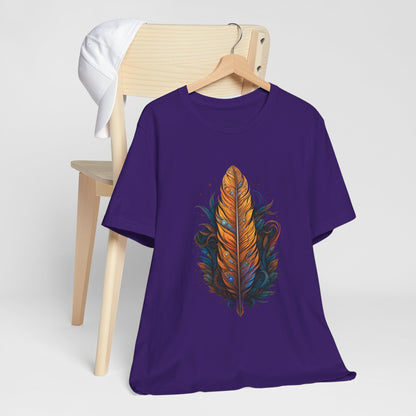 Artistic Feather T-Shirt | Unisex Short Sleeve Tee for Nature Lovers | Casual Wear, Gift for Men/Women, Boho Style, Outdoor Activities