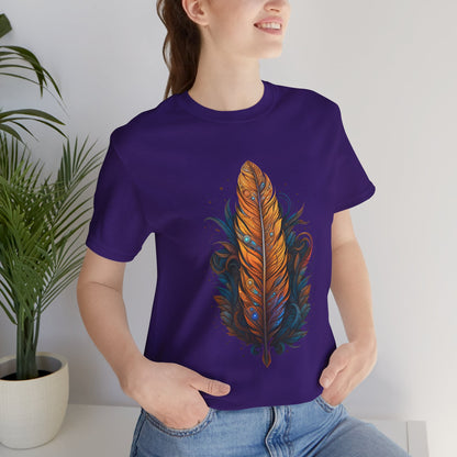 Artistic Feather T-Shirt | Unisex Short Sleeve Tee for Nature Lovers | Casual Wear, Gift for Men/Women, Boho Style, Outdoor Activities
