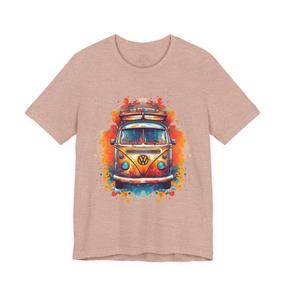 Vintage VW Bus Art Tee - Retro Van Shirt, Gift for Road Trip Lovers, Adventure Wear, Casual Summer Outing, Festival Outfit