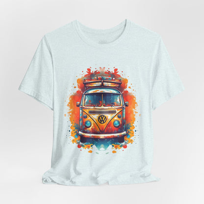 Vintage VW Bus Art Tee - Retro Van Shirt, Gift for Road Trip Lovers, Adventure Wear, Casual Summer Outing, Festival Outfit