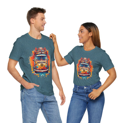 Vintage VW Bus Art Tee - Retro Van Shirt, Gift for Road Trip Lovers, Adventure Wear, Casual Summer Outing, Festival Outfit