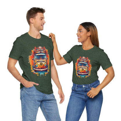 Vintage VW Bus Art Tee - Retro Van Shirt, Gift for Road Trip Lovers, Adventure Wear, Casual Summer Outing, Festival Outfit